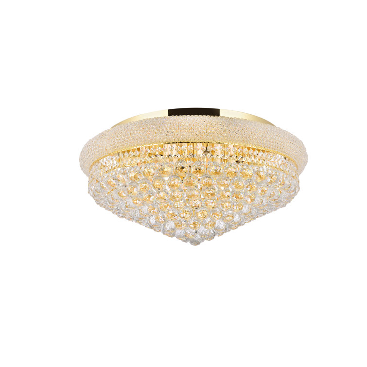 Elegant Primo Gold 15-Light Flush Mount with Royal Cut Crystal