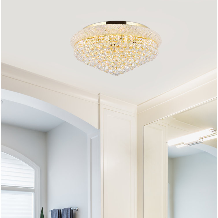 Elegant Primo Gold 15-Light Flush Mount with Royal Cut Crystal