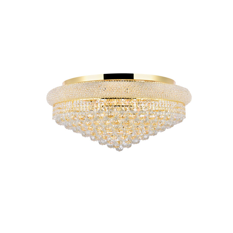 Elegant Primo Gold 15-Light Flush Mount with Royal Cut Crystal