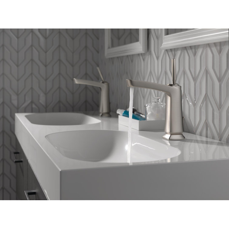Vesna Brushed Nickel Single-Hole Bathroom Faucet with Worry-Free Drain Catch