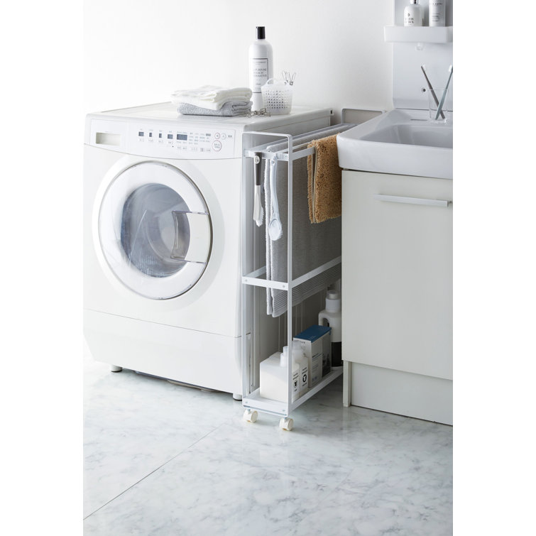 White Rolling Towel Rack with Hooks and Casters