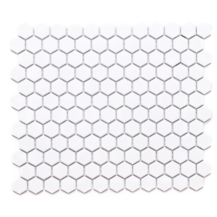 White Hexagon Porcelain Mosaic Tile with Matte Finish