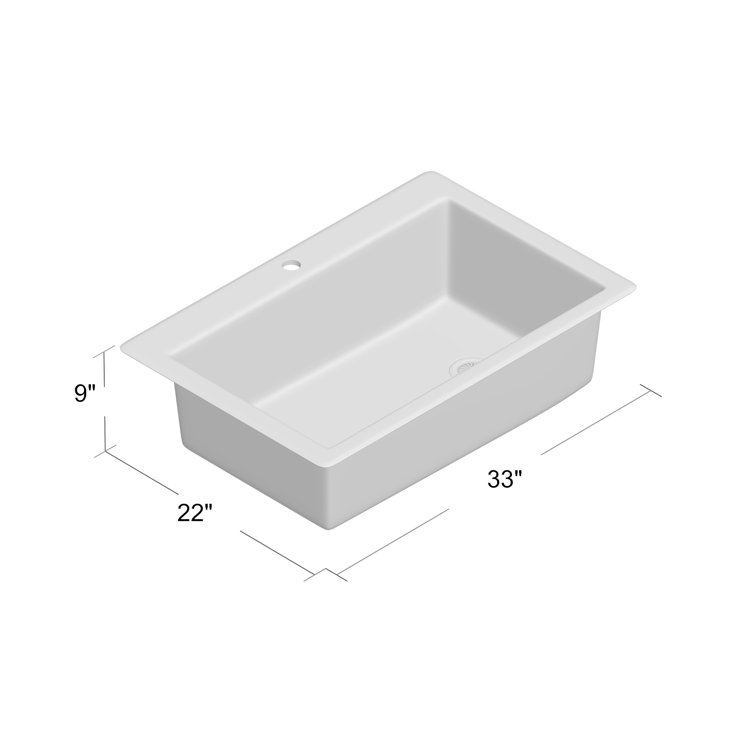 Bisque Quartz Composite Single Bowl Kitchen Sink, 33" x 22"