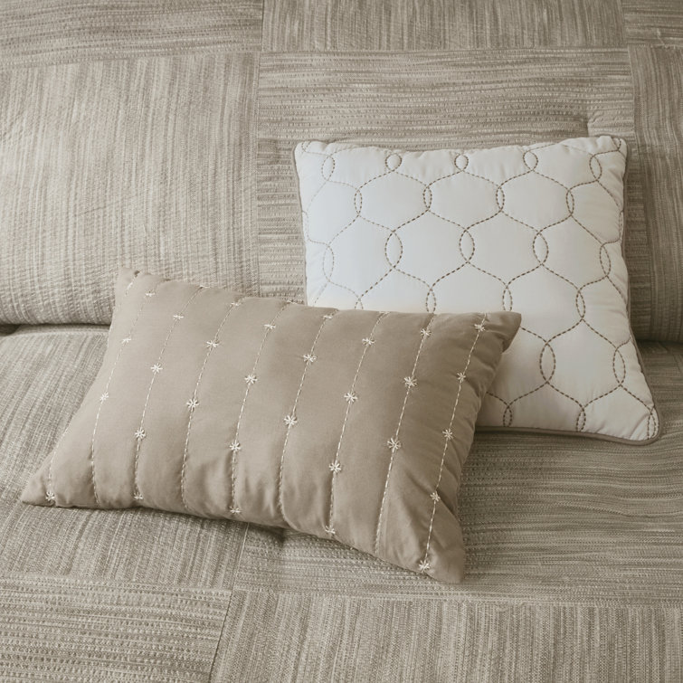 King Taupe Microfiber Seersucker Comforter Set with Decorative Pillows