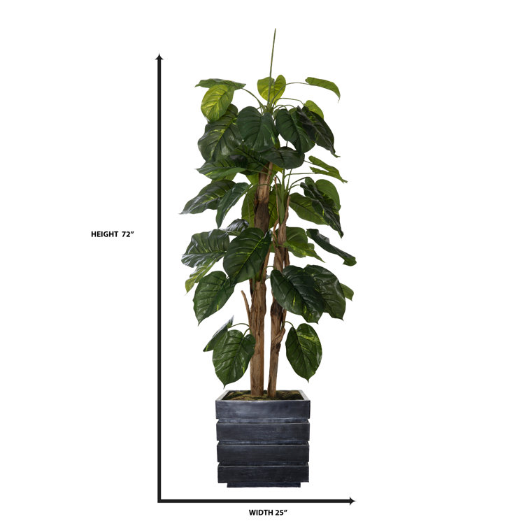 Tall Artificial Scindapsus Aureus Tree with Gray Planter