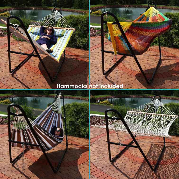 Black Powder-Coated Steel Universal Hammock Stand for 9 to 14 Feet