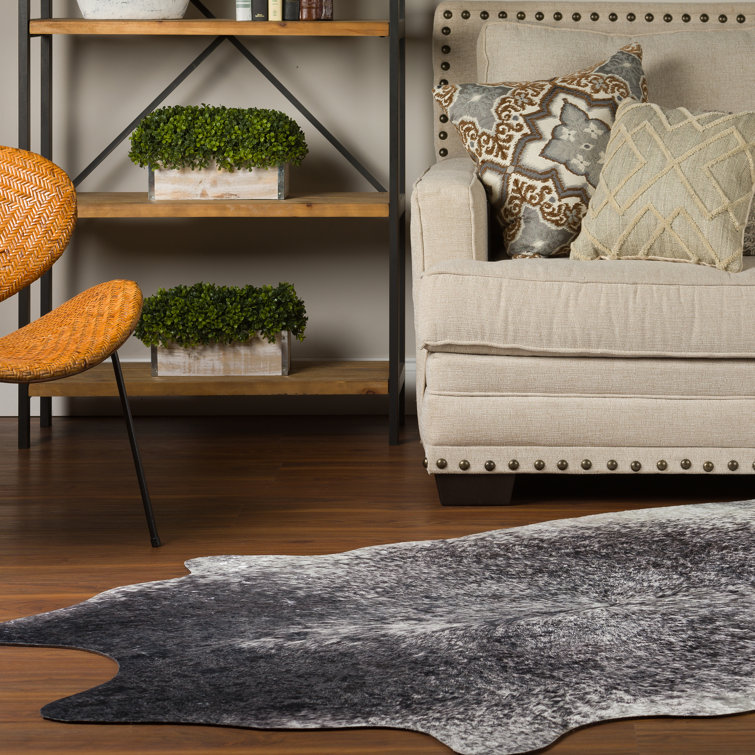 Gray and Ivory Faux Cowhide Animal Print Rug 8' x 10'