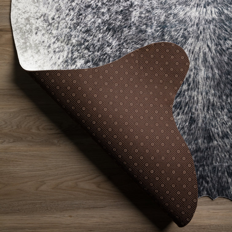 Gray and Ivory Faux Cowhide Animal Print Rug 8' x 10'