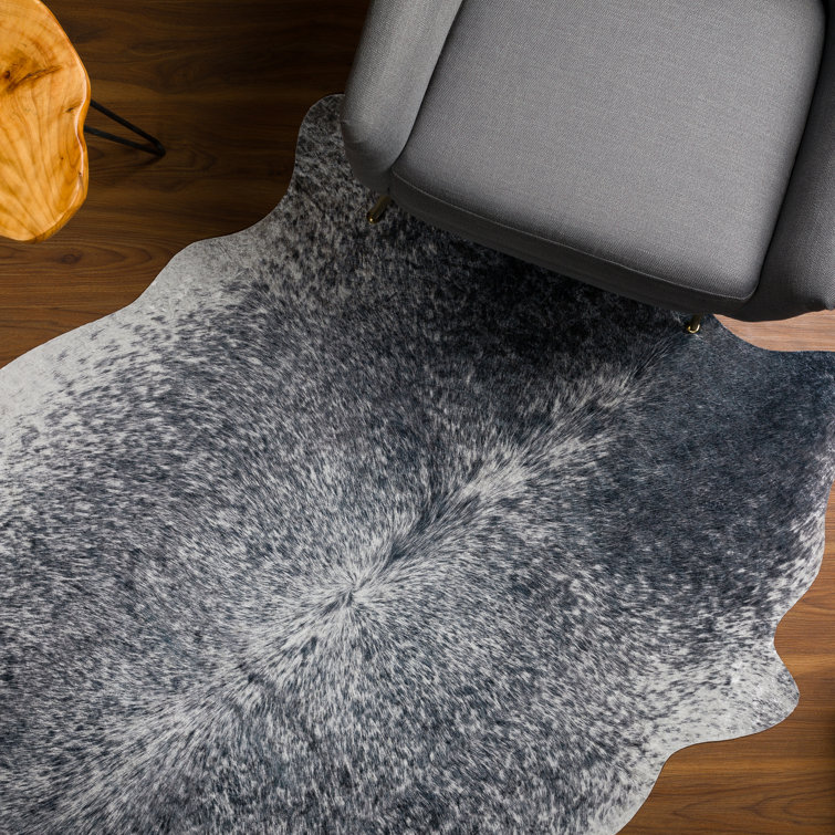 Gray and Ivory Faux Cowhide Animal Print Rug 8' x 10'
