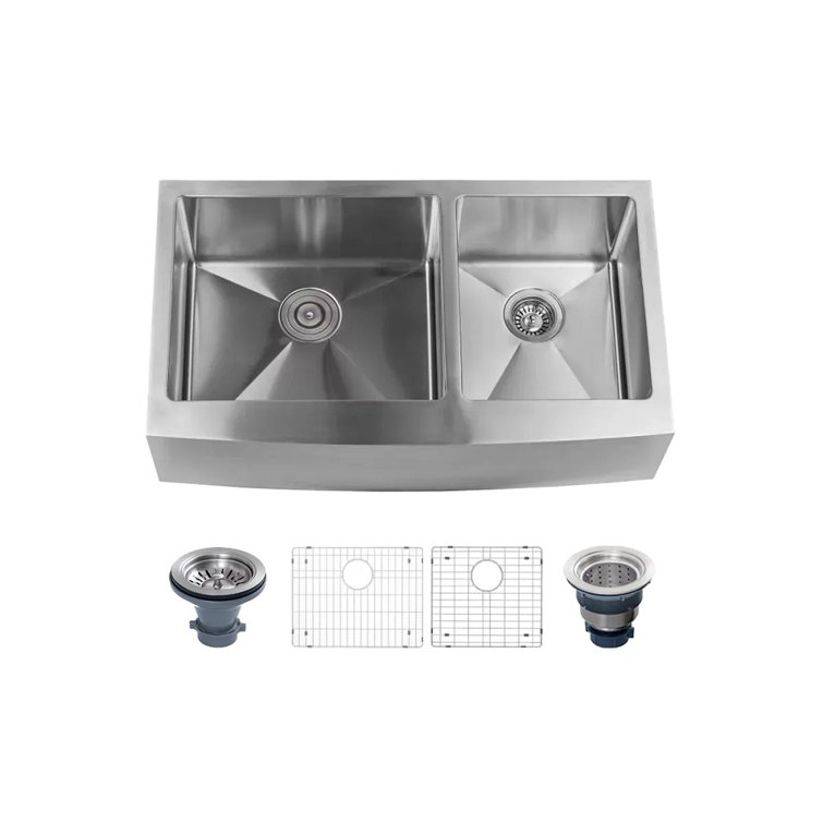 36'' Stainless Steel Double Bowl Farmhouse Kitchen Sink
