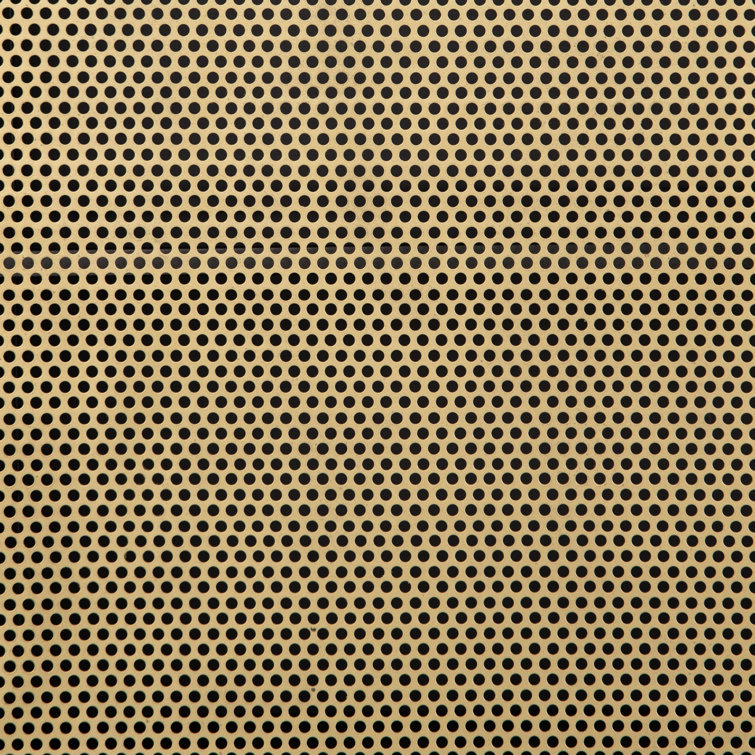 Modern Gold & Gray Iron Sideboard with Perforated Brass Detailing
