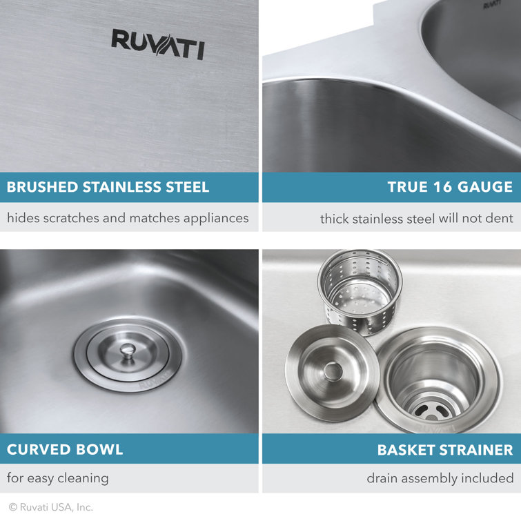 Ruvati 32-inch Stainless Steel Double Bowl Undermount Kitchen Sink