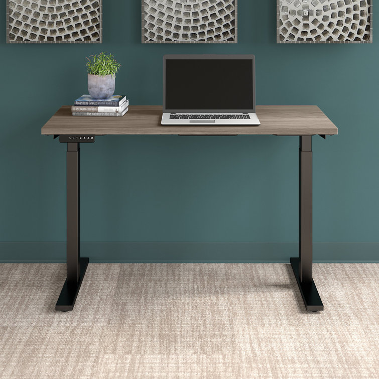 ErgoFlex Black Walnut and Cool Gray Electric Sit-Stand Desk 47.6"