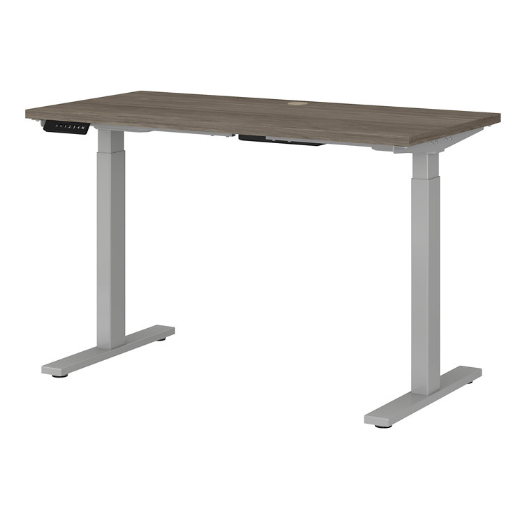 ErgoFlex Black Walnut and Cool Gray Electric Sit-Stand Desk 47.6"