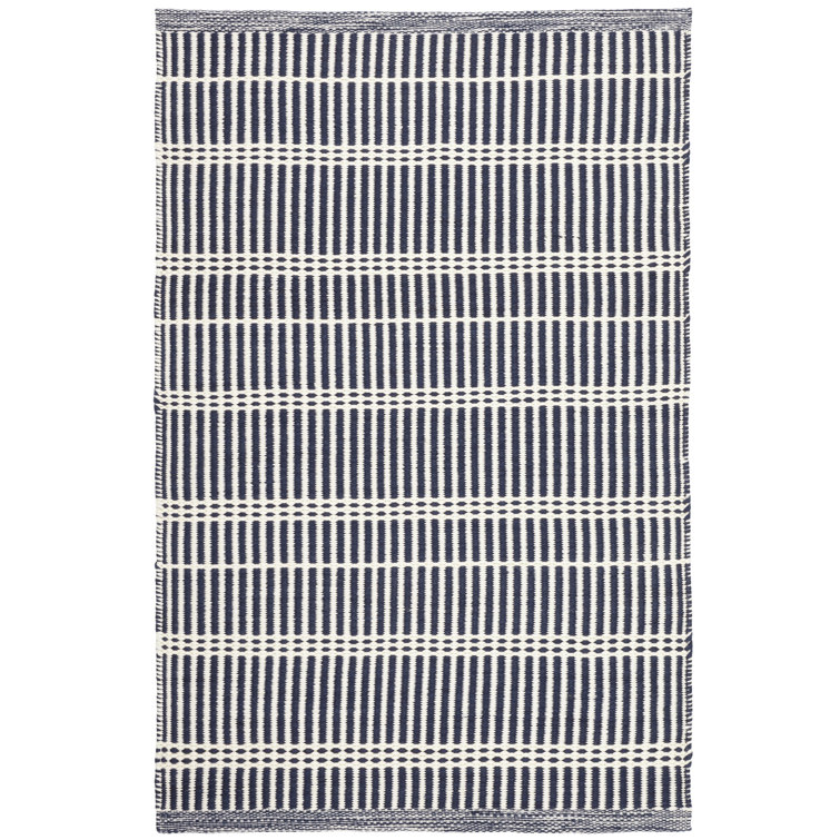 Farmhouse Navy Stripe 5'x8' Reversible Indoor/Outdoor Rug
