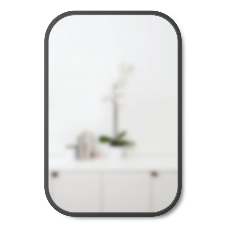 Umbra Hub 38'' Black Rectangular Rubber Rimmed Mirror