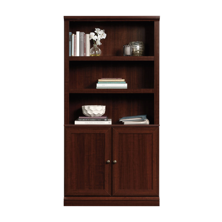 White Adjustable 5-Shelf Bookcase with Doors