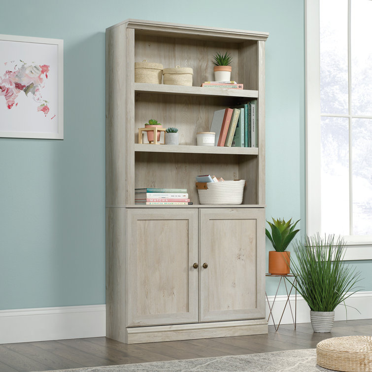 Chalked Chestnut Adjustable 5-Shelf Bookcase with Doors