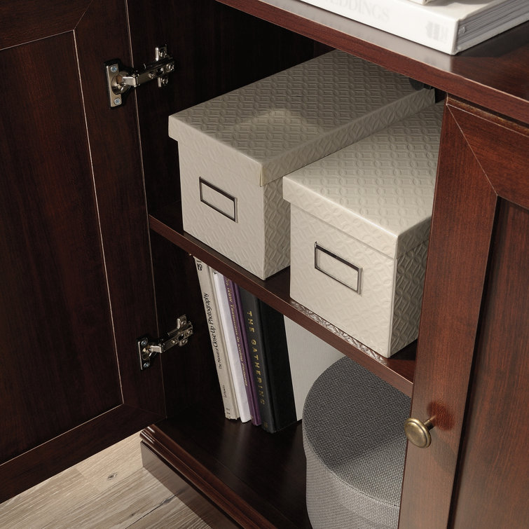 White Adjustable 5-Shelf Bookcase with Doors