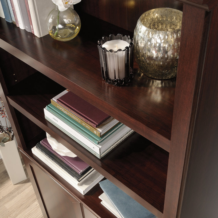 White Adjustable 5-Shelf Bookcase with Doors
