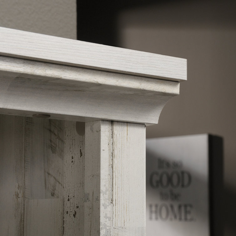 Adjustable White Plank 3-Shelf Bookcase with Doors