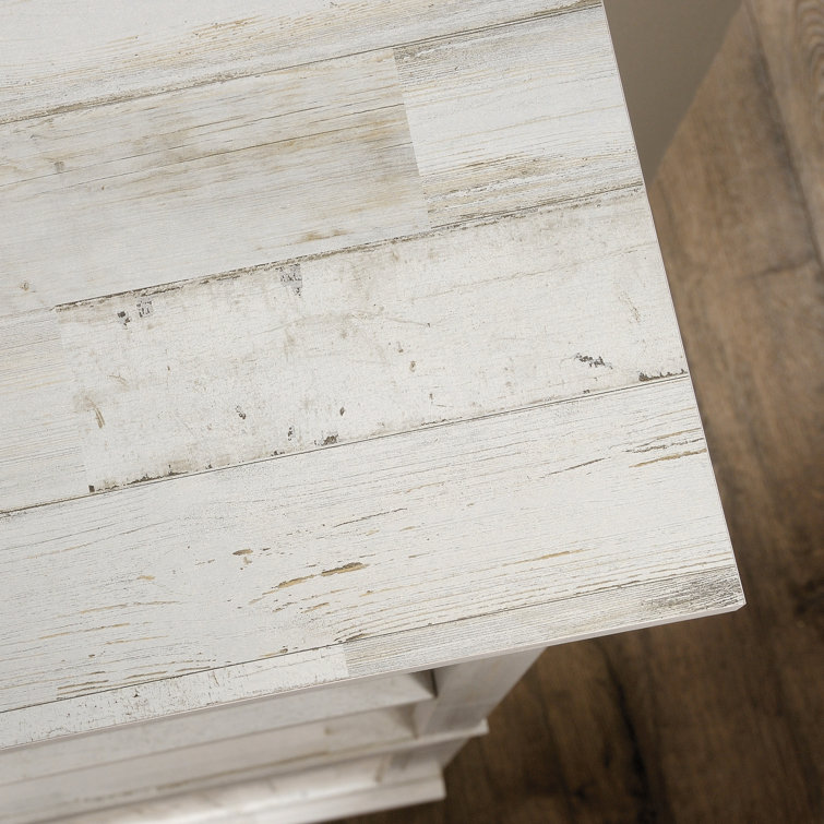 Adjustable White Plank 3-Shelf Bookcase with Doors