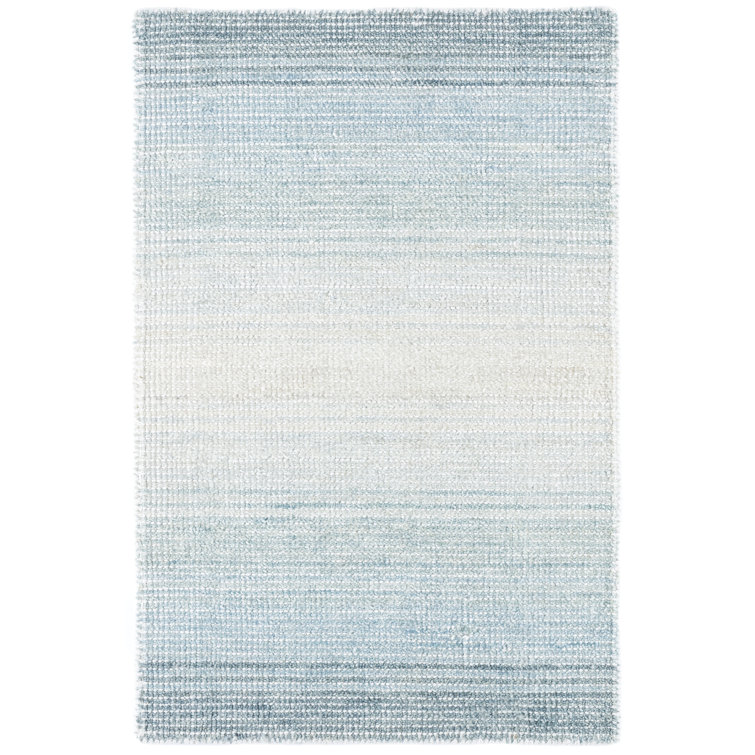 Handmade Sky Blue Rectangular Easy-Care Polyester Rug
