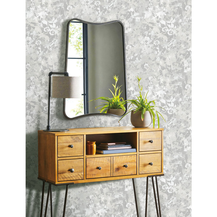 Grey and White Floral Self-Adhesive Peel and Stick Wallpaper Roll