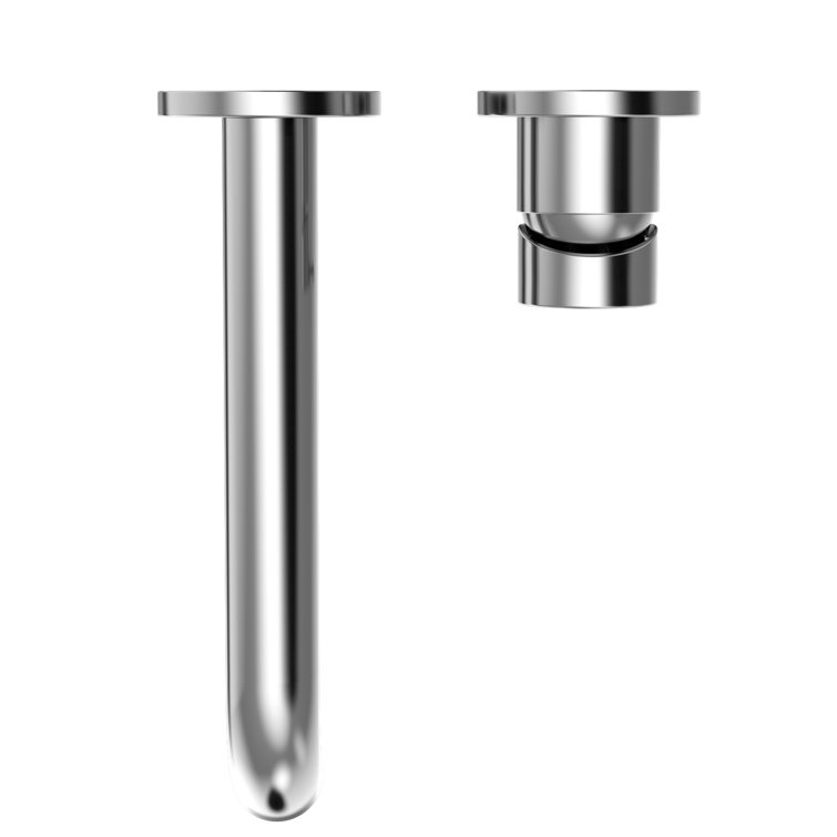 Elegant Elongated Chrome Wall-Mount Faucet with Ceramic Discs