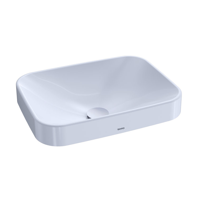 Modern Elegance 20" Vitreous China Rectangular Vessel Sink in Cotton White