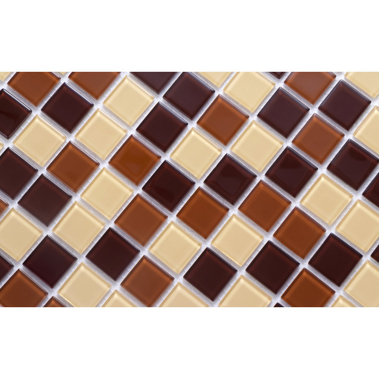 Earth Tone 1" x 1" Glossy Glass Mosaic Tile
