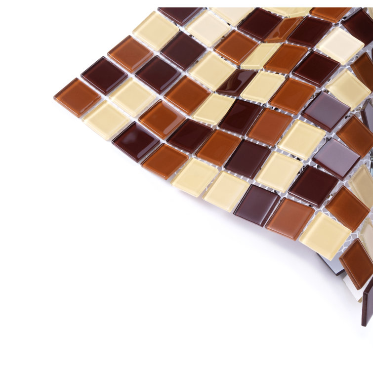 Earth Tone 1" x 1" Glossy Glass Mosaic Tile