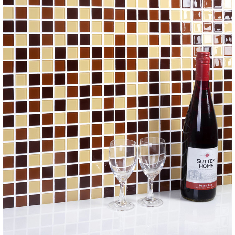 Earth Tone 1" x 1" Glossy Glass Mosaic Tile