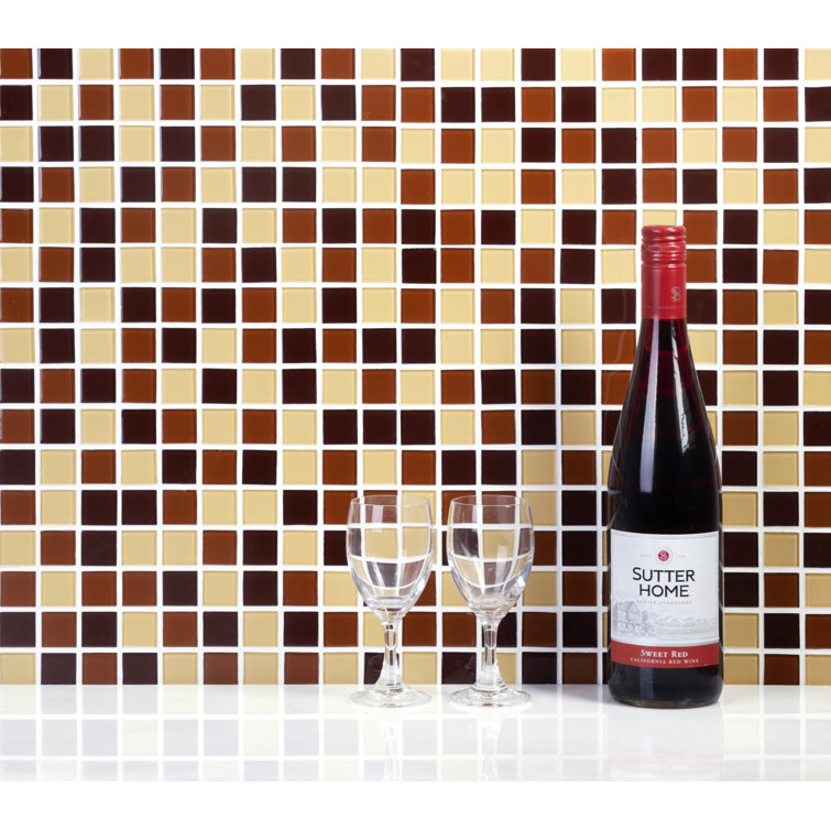 Earth Tone 1" x 1" Glossy Glass Mosaic Tile
