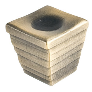 Antique Brass Square Knob with Mounting Hardware
