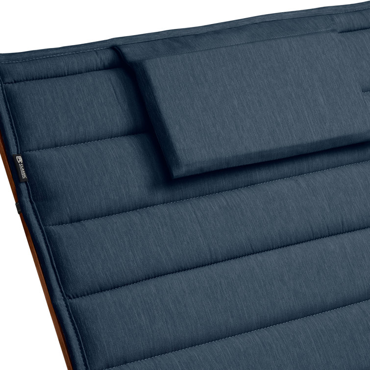 Heather Indigo Water-Resistant Outdoor Chaise Lounge Cushion