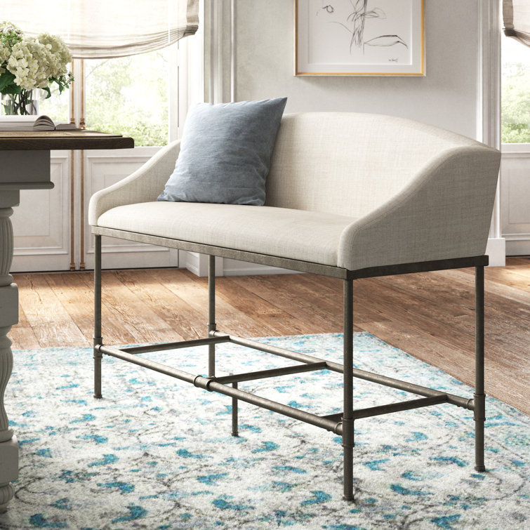 Dillon Square Wing Seat Gray Upholstered Dining Bench