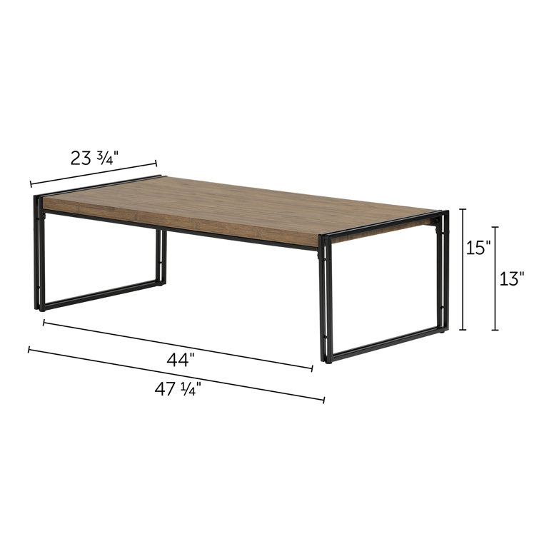 Rustic Bamboo and Metal Rectangular Coffee Table with Storage
