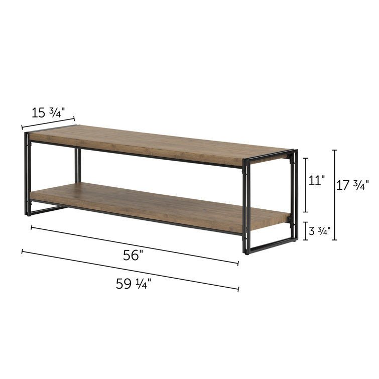 Industrial Medium Wood Bamboo TV Stand Bench