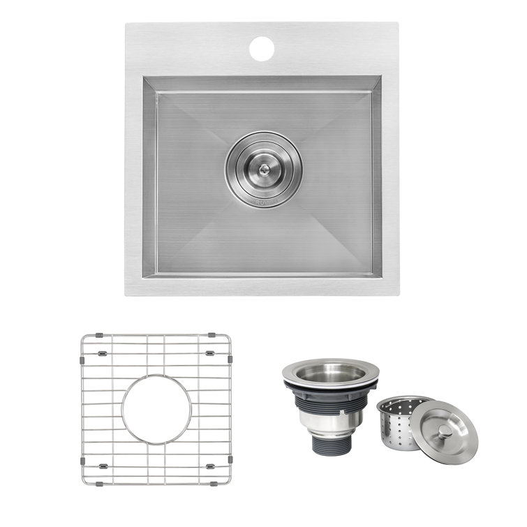 Ruvati 15" Brushed Stainless Steel Drop-In Bar Sink