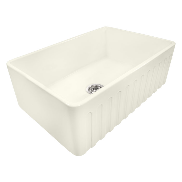 Ruvati 30" Light Biscuit Fireclay Farmhouse Kitchen Sink