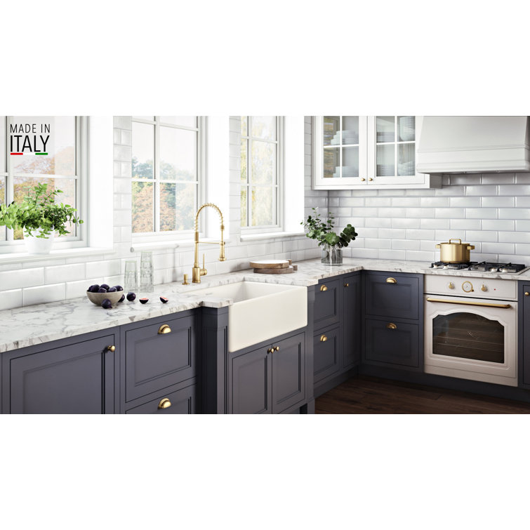 Ruvati 30" Light Biscuit Fireclay Farmhouse Kitchen Sink