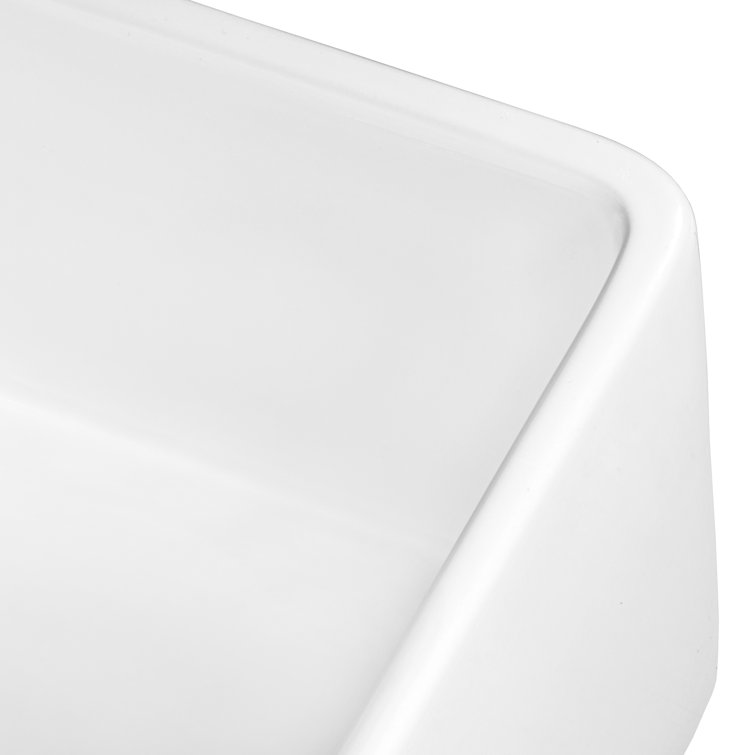 Ruvati 33" White Fireclay Reversible Farmhouse Kitchen Sink