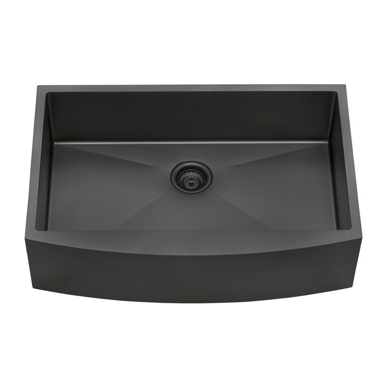 Gunmetal Black Stainless Steel Farmhouse Apron-Front Kitchen Sink