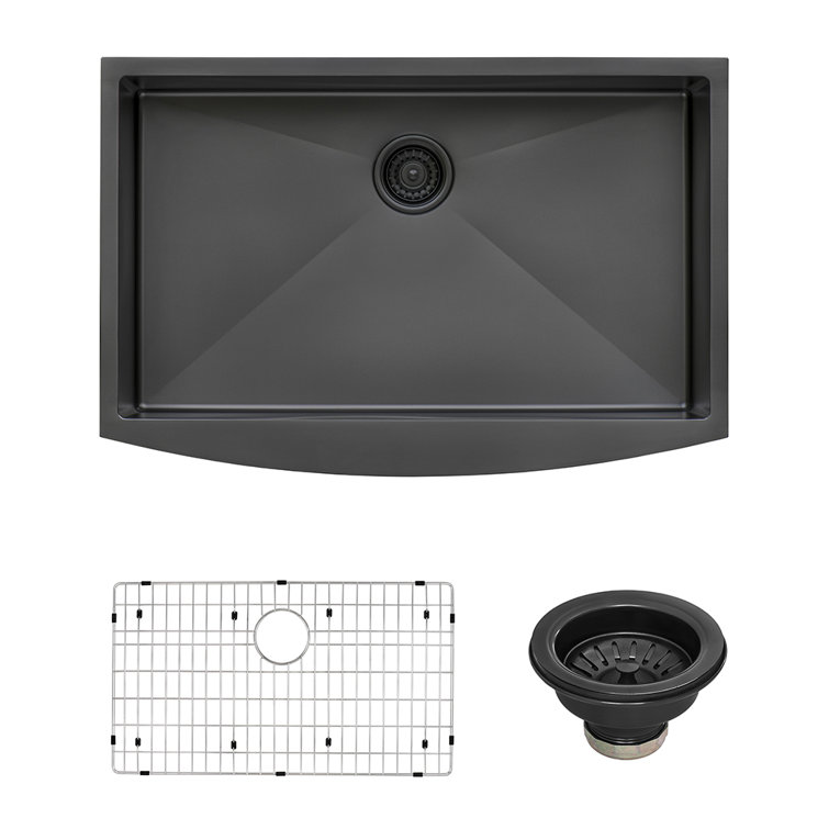 Gunmetal Black Stainless Steel 30" Farmhouse Apron-Front Sink