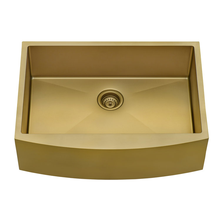 Matte Gold Stainless Steel Farmhouse Apron-Front Kitchen Sink