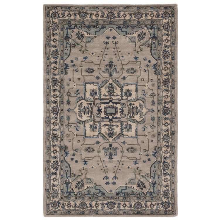 Handmade Gray Wool 5'x8' Tufted Rectangular Area Rug