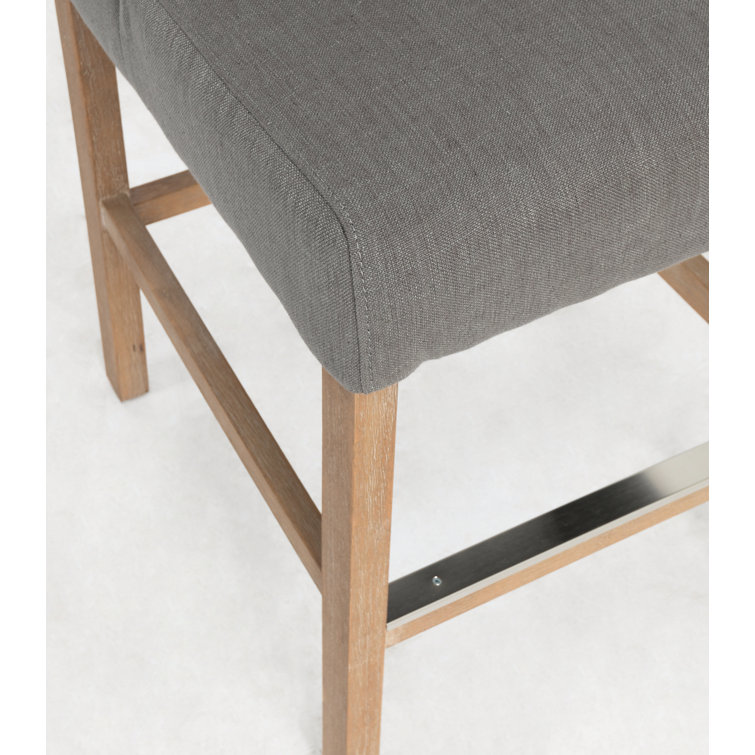 Transitional Avah Swivel Bar & Counter Stool in Brown Wood & Metal