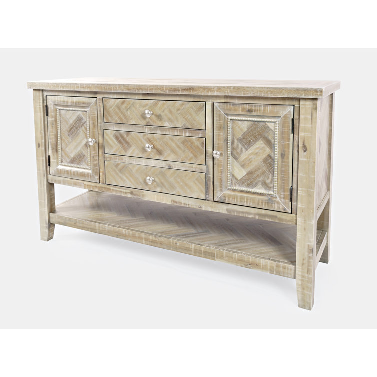 Fairview Transitional 54'' Distressed Acacia Chevron Sideboard