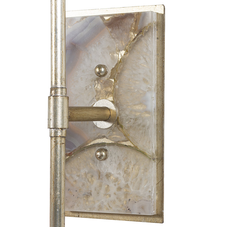 Champagne Silver 1-Light Wall Sconce with White Linen Shade